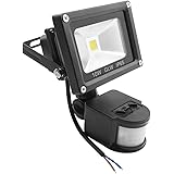 GLW 10w Led Motion Sensor Light 12v Ac or Dc, 800lm PIR Indoor Security Floodlight Daylight White, Outdoor Waterproof IP65 Basement Floodlight, 80w Halogen Bulb Equivalent [No plug]
