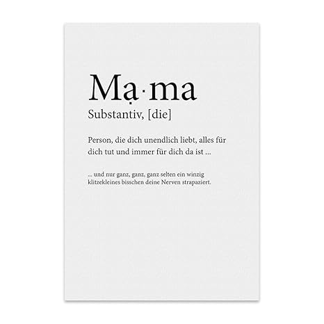 Typestoff Kunstdruck Poster Mit Spruch Mama Und Liebe Wand Bild Plakat Mit Zitat Als Geschenk Und Dekoration
