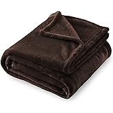SOCHOW Flannel Fleece Blanket King Size, All Season Lightweight Super Soft Cozy Blanket for Bed or Couch, Brown, 90x108 inches