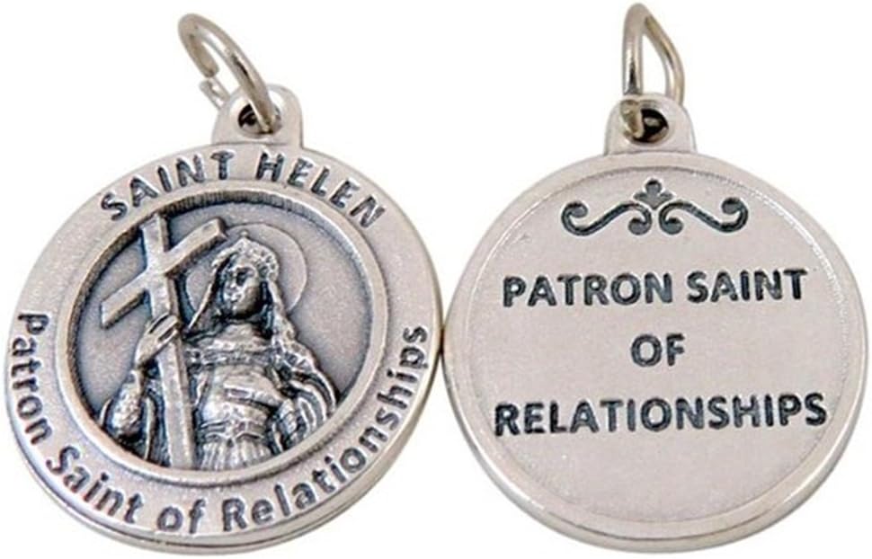 Silver Toned Base Catholic Patron Saint Medal Pendant, 3/4 Inch