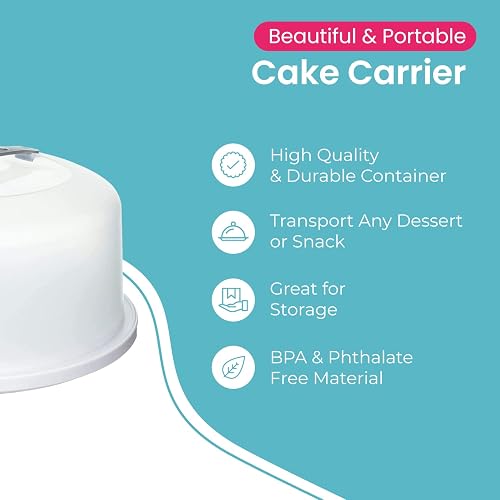 Es Large Cake Carrier With Dome Lid - 12 Inch Round Container For ...
