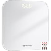 UNIWEIGH Digital Bathroom Scale for Body Weight,Accurate Weight Scale up to 440lbs,Body Scales with Sturdy Tempered Glass,with LED Display,Step-on,Compact Size,3 Units and Batteries inclued,White