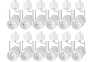 mirrea Bulb Replaceable LED Track Lighting Heads for White H Type Rail Cylinder Ceiling Spotlight with 8W GU10 Bulb 90 CRI 3000K Warm White 38° Beam Angle Pack of 12