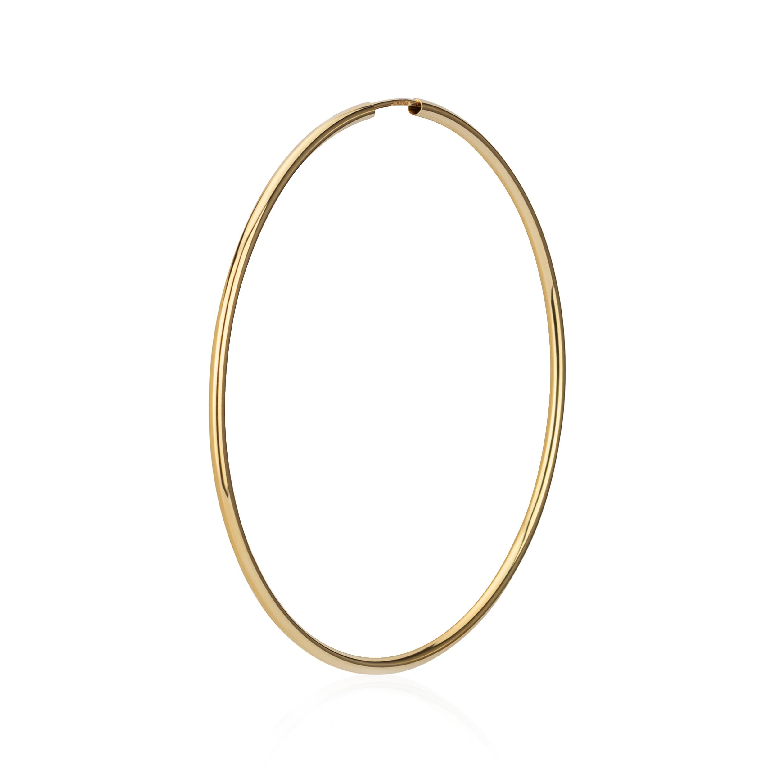 NKlaus single gold yellow gold creole earrings earrings 1,8mm round gold earring 60mm 9032