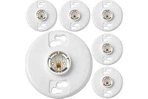 Saysurey 6 Pcs Medium Base E26 Lamp Holder Ceiling Light Sockets White Bulb Socket Incandescent Fluorescent CFL Lamp Holder 660w 250v (Phenolic Resin)