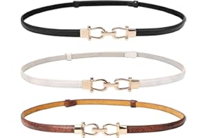 JASGOOD Leather Skinny Women Belt for Dresses up Thin Waist Belts with Golden Buckle