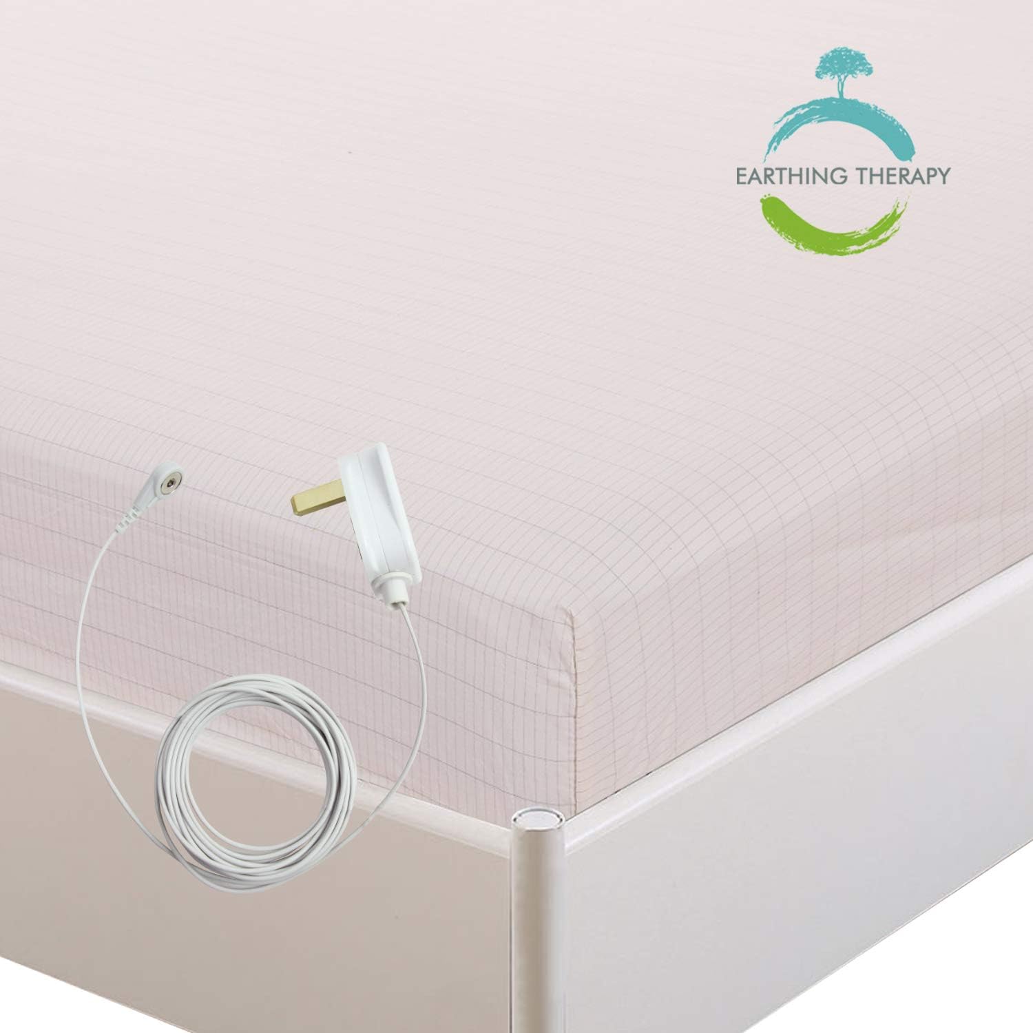 Earthing Bed Fitted Sheet with 15ft Cord for Grounding(78 * 80 inch Fitted Sheet), Conductive Mat for Better Sleep, Natural Wellness and Healthy Earth Energy
