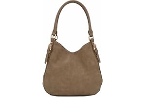 FASHIONPUZZLE Lightweight 3 Compartment Faux Leather Medium Hobo Bag