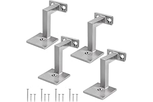 Patioer Handrail Bracket, 3" Heavy Duty Staircase Hand Rail Brackets for Indoor or Outdoor Stairs Support, Satin Nickel (4 Pa