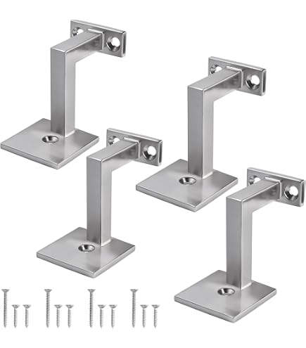 Home Master Hardware Lot de 3 supports de main courante pour escaliers, nickel satiné | 120 lbs Safe Load Capacity, Zinc Alloy Material, Wall Mount Design, Hand Rail Brackets for Indoor Stairs