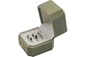 WHSLILR Velvet Wedding Ring Box with Gold Lace - Octagon 3 Slots Engagement Ring Box with Hinged Lid for Proposal Engagement Wedding-PRB003-Green