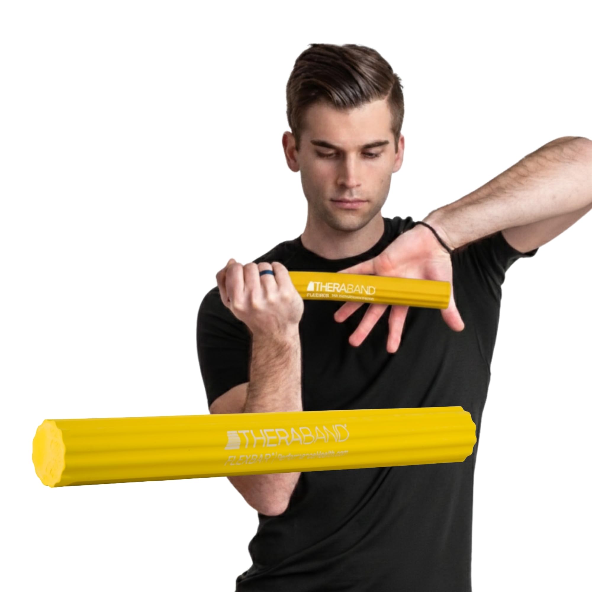 TheraBand FlexBar Resistance Bar For Medial Epicondylitis, Prevent Tendonitis and Improve Grip Strength, Relieve Pain From Tennis Elbow, Golfers Elbow, and Tendinitis, Extra Light, Beginner