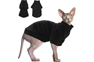 JL WARMPAWS Sphynx Cat Clothes Hairless Cat Sweater Shirt Soft Warm Long Sleeves Pullover Pet Clothes Pajamas Dog Cloth for Small Dogs Kitten Clothes Pet Sweaters (Black, M)