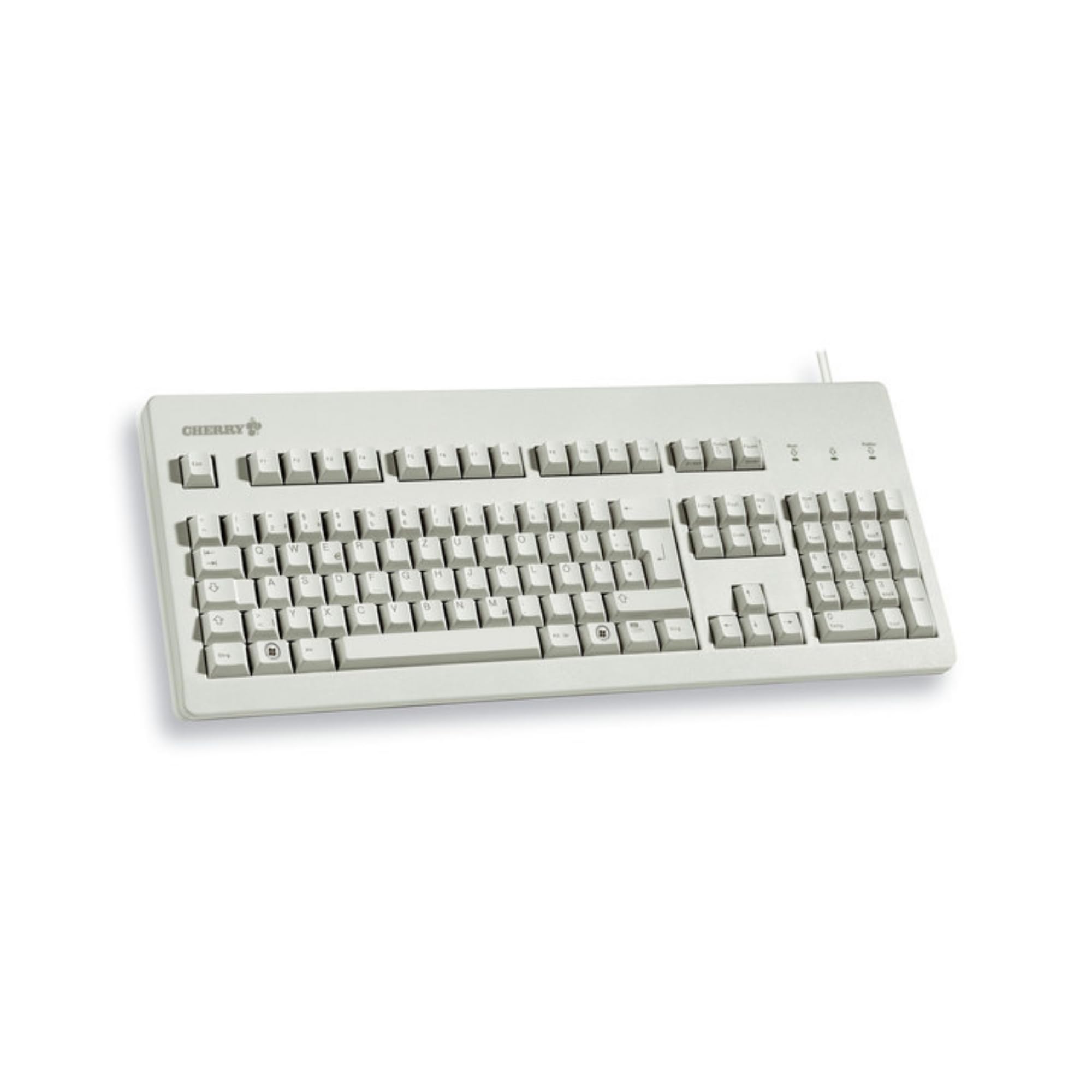 CHERRY G80-3000, Wired Mechanical Keyboard, German Layout (QWERTZ), USB-Connection, Robust, Programmable Keys, MX BLACK Switches, Light Grey