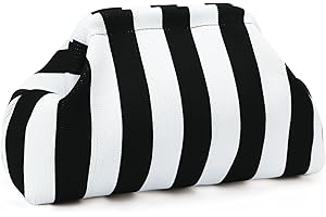 WOZEAH Summer Clutch Purses for Women Casual Crochet Dumpling Bag Colorblock Striped Cloud Clutch Handbags