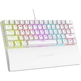Rampage K60 Mechanical Gaming Keyboard &ndash; 62 Keys, Compact 60% Layout, Blue Switches, LED Backlit, Anti-Ghosting, Wired (White, Windows/Mac Compatible)