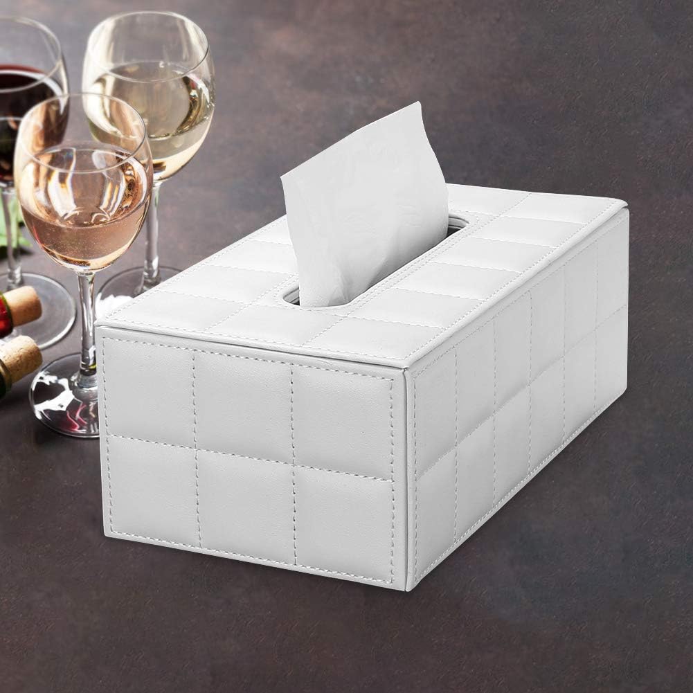 KINGFOM Imitation Suede Leather Rectangle Tissue Box Dispenser Case Napkin Holder Home Office Decoration Car Accessory Colors (white): Home & Kitchen