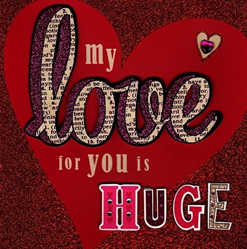 Mad About you My Love For You Is Huge Valentine's Day Greeting Card Embellished Cards