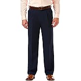 Haggar Men's Cool 18 Pro Classic Fit Pleat Front Hidden Expandable Waist Pant- Regular and Big & Tall Sizes