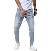 Woenzaia Mens Jeans Slim Fit Skinny Denim Stretch Tapered Jean Pants