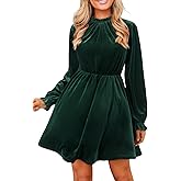 CUPSHE Women's Fall Dresses 2025 High Neck Long Sleeve Mini Party Ruffled Casual Tunic Velvet Wedding Guest Dress
