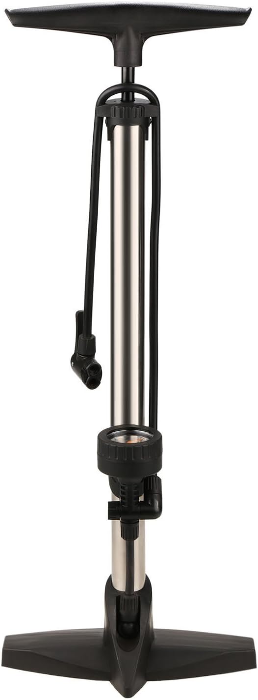 Grows Bike Floor Pump 160 PSI Track Pump with Gauge Fits Presta & Schrader (No Valve Changing Needed) for Bicycle Tires