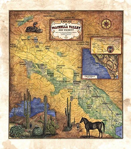 029 Coachella California vintage historic antique map poster print