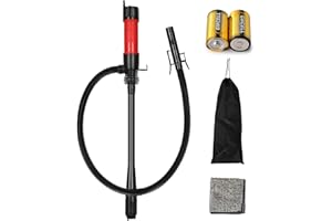 COLORFULBEETLE Siphon Pump for Gasoline Fuel Transfer Pump With Auto-Stop Battery Powered Siphon Hand Pump Long Hose Protable Transfer Pump Electric Kit for Oil and Liquids (RED-BLACK)