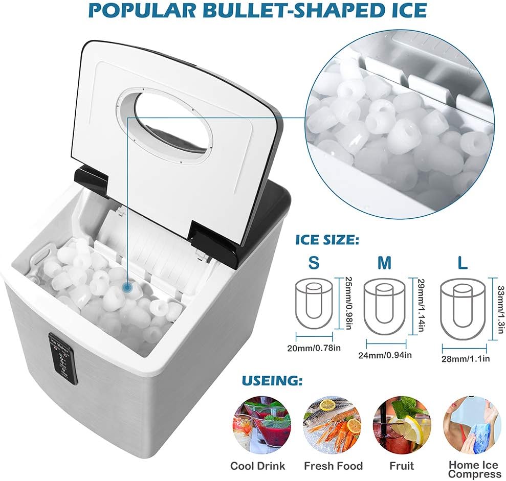 Northair Compact Ice Maker for Countertop Stainless Steel Ice Machine