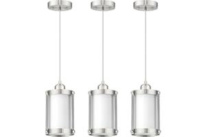 Osimir Brushed Nickel Pendant Lights Kitchen Island 3 Pack, Modern Kitchen Pendant Lighting Over Island with Milk Glass, Farmhouse Mini Hanging Light for Sink Dining Room, OS-3014-3PBN
