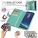 Auker Galaxy S9 Wallet Case for Women/Men, Trifold 9 Card Holder Folio Flip Leather Zipper Wallet Case with Strap&Cash Pocket Shockproof Full Body Protective Magnet Purse Case for Samsung S9 Mint