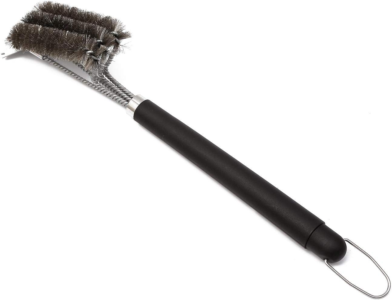 TOPWAY BBQ Cleaning Wire Brush Stainless Steel 3 Rows Straight with Long Handle - Image 3