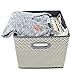 homyfort Cloth Storage Bins, Foldable Basket Cubes Organizer Container Drawers with Dual Plastic Handles for Closet, Bedroom, Toys, 6 Pack,Stripe Large(12x12x12 in)