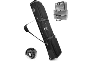 AUROTIER 10mm Padded Skis Snowboard Bag with Wheels and TSA Combination Lock for Air Travel, 3 TPU Zippered Bags, Flexible Storage for Snowboards, Helmets, Snow Jackets & Boots, Waterproof