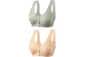 SBLIODA 2 Pack Bras for Women No Underwire Push Up Bra Front Closure Full Coverage Bra Soft Comfortable Breathable Bras
