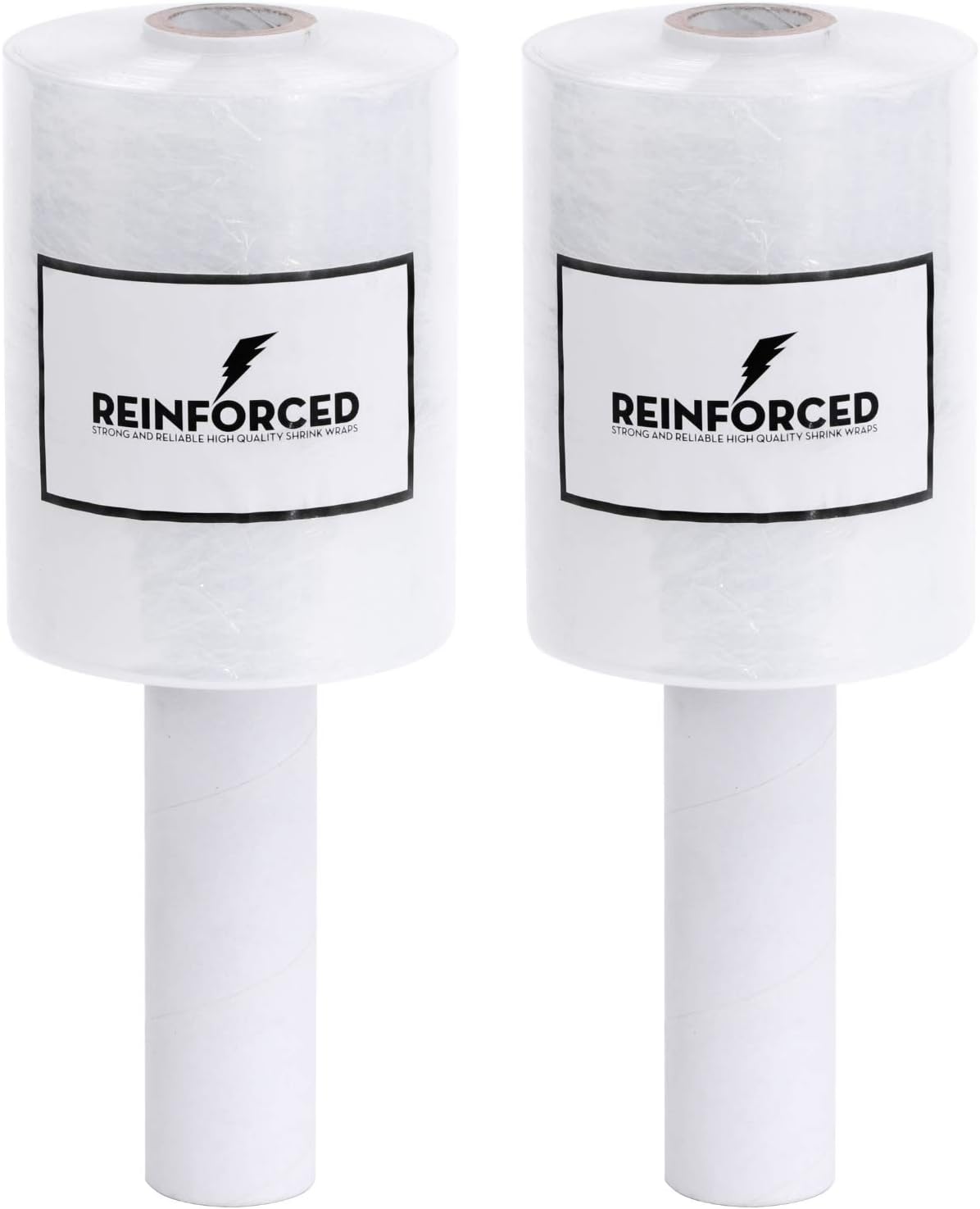 Reinforced Ultra Strong Shrink Wrap Rolls with Handle | Mini Plastic Stretch Film for Wrapping Boxes & Furnitures | Industrial Grade Moving & Packing Supplies | Set of 2-80 Gauge, 5” x 1000 ft