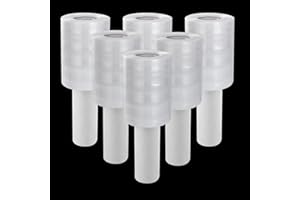 HNBUN 6 Pack Stretch Wrap Film with Handle, 80 Gauge Thick Industrial Strength Hand Stretch Wrap, 4" x 1000 Ft Plastic Pallet Shrink Film Heavy Duty Self-Adhering Plastic Wrap for Packing, Moving