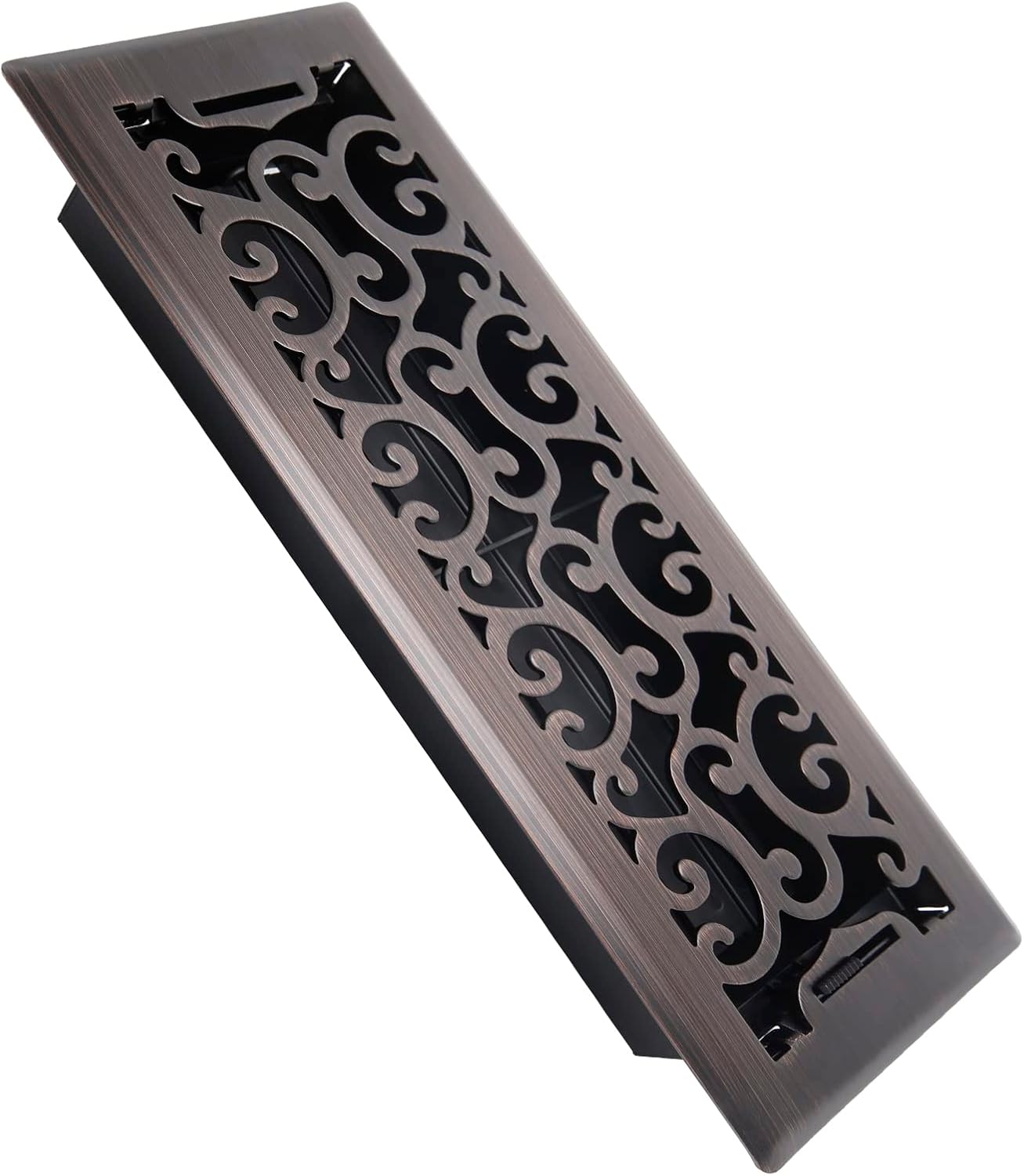 Registers, Grilles & Vents - SANYCASA Floor Register Heavy Duty Walkable Floor Register Easy Adjust Air Flow Floor Vents - Neoclassical Design - 4x12 Inches - Oil Rubbed Bronze - Vent Cover for Home Floor