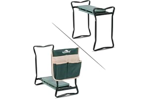 LUCKYERMORE Garden Kneeler and Seat Heavy Duty Gardening Bench for Kneeling and Sitting Folding Garden Stools with Tool Pouch and Kneeling Pad
