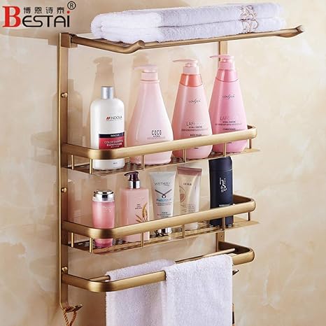 Joeesun Toallero de baño antiguo de cobre completo Toallero de estilo