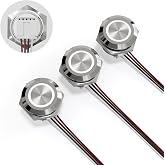 FILN 3PCS 12mm Thin Momentary Push Button Switch 12V-24V DC IP67 50mA,White | IP67 Waterproof Short Touch Push Button Plug-in Terminal Block Self-Reset for 0.47" Mounting Hole(Stainless Steel)