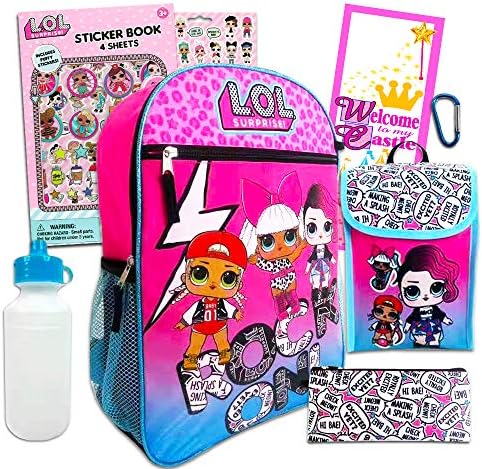 L.O.L Surprise! 7 Pc Backpack School Set ~ Deluxe 16 inch Backpack, Lunch Bag, Water Bottle, and More (L.O.L. Surprise! School Supplies)