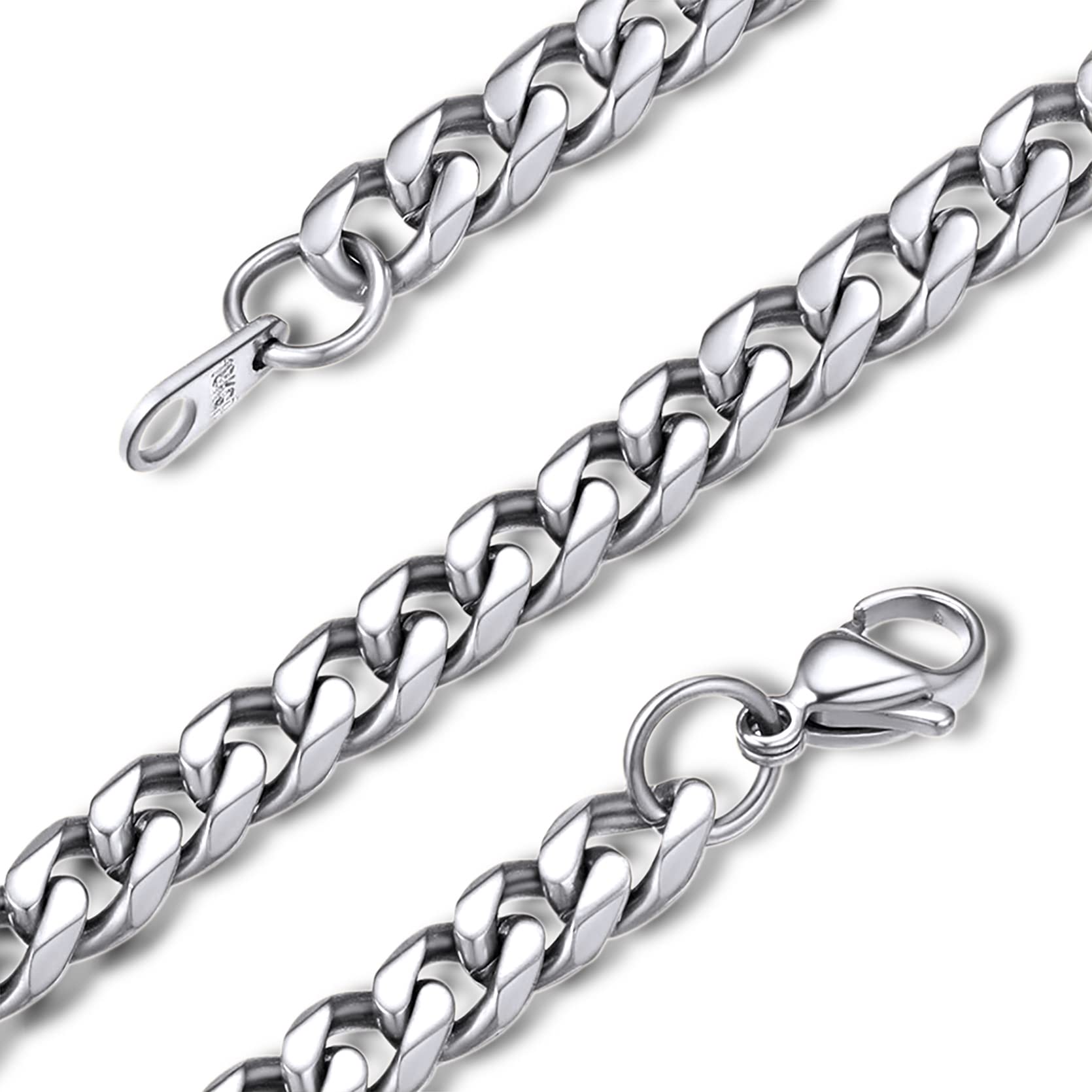 GOLDCHIC JEWELRY Stainless Steel Cuban Chain for Men Women, 6mm Curb Link Necklace Jewellery for Rapper