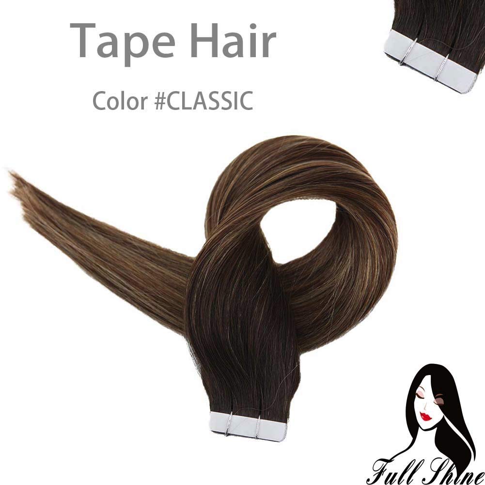 Amazon Com Full Shine 14 Tape Hair Balayage Extensions Dark