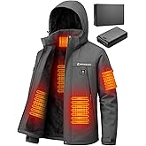 Brimekey Skiing Graphene Heated Jacket for Men with 20000mAh Battery Pack Fleece Lining Mens Heated Coat Waterproof Windproof