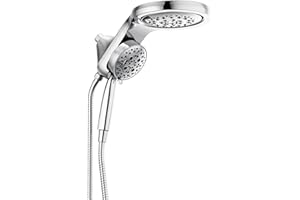 Delta Faucet HydroRain 5-Spray H2Okinetic Dual Shower Head with Handheld Spray, Chrome Shower Head with Hose, Handheld Shower Heads, Detachable Shower, 2.5 GPM Flow Rate, Lumicoat Chrome 58680-PR25