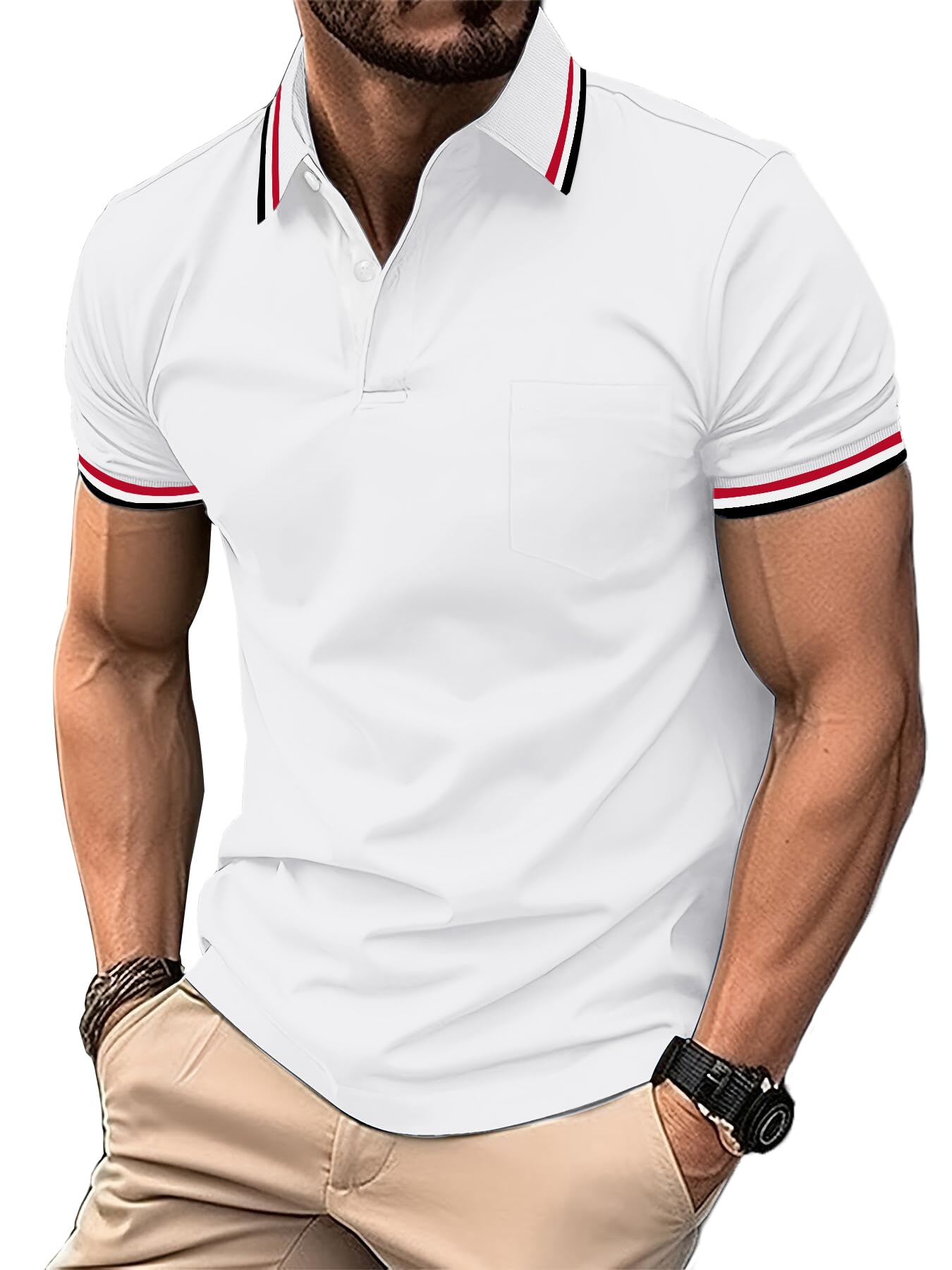 LLdress 3er Pack Poloshirt Herren Kurzarm Atmungsaktiv Poloshirt Set Leichtes Golf Polohemd Schnelltrocknend T Shirt 3