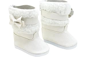 18 Inch Doll Shoes 1 Pair Doll Snow Boots Miniature Shoes Winter Boots with White Faux Fur Lining and Bow Accessories for 18