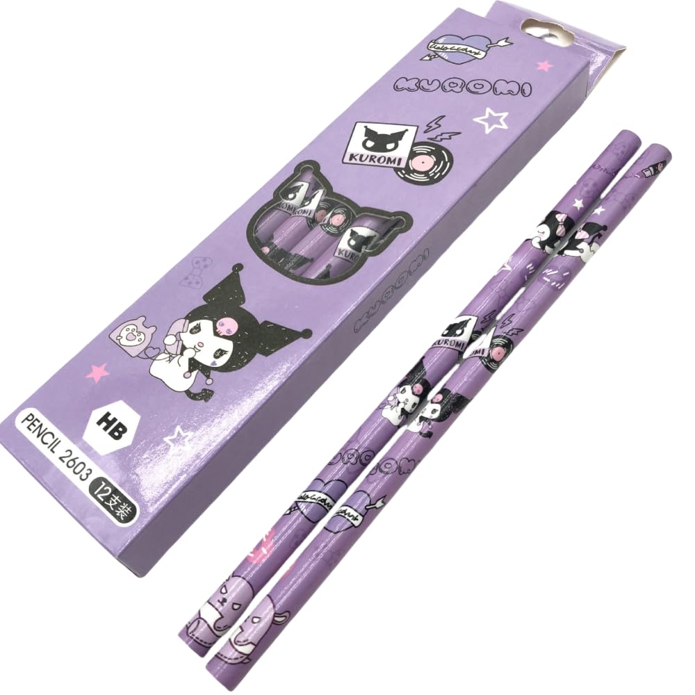 ISABELLA MOON Pack of 12 Elsa Princess Spider HB Pencils with erasers Kids Children Party Bag Fillers School Office (Purple)