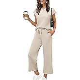 Sampeel Two Piece Sets for Women Summer Vacation Outfits Cap Sleeve Tops Lounge Matching Sets Clothing Beach Fashion Clothes